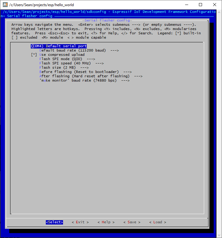 Default serial port